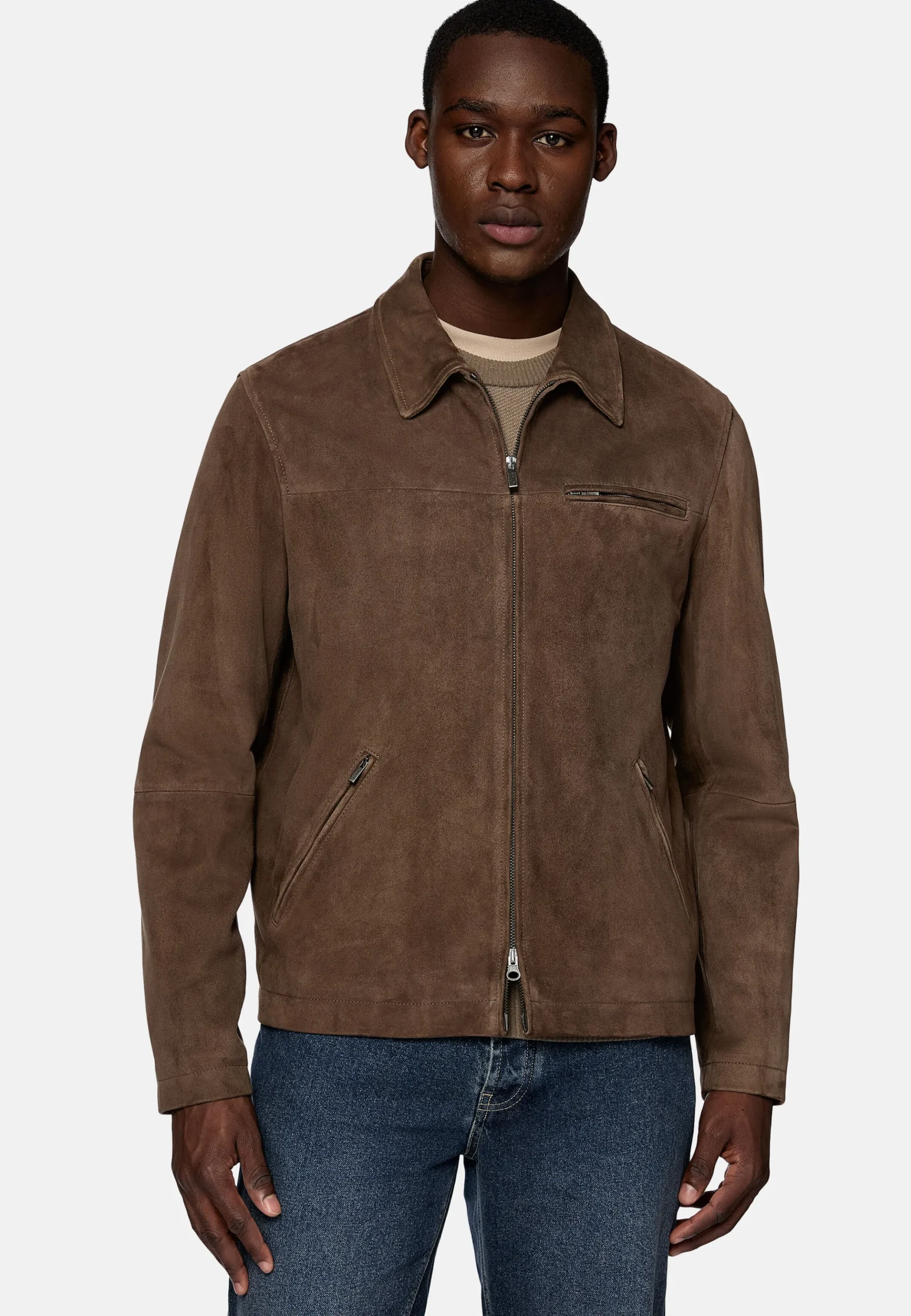 Blouson Aviateur En Daim Véritable