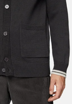 Cardigan Anthracite En Laine De Coton Bio