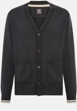 Cardigan Anthracite En Laine De Coton Bio