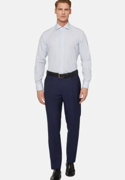 Chemise À Rayures Bleu Ciel En Coton Slim Fit