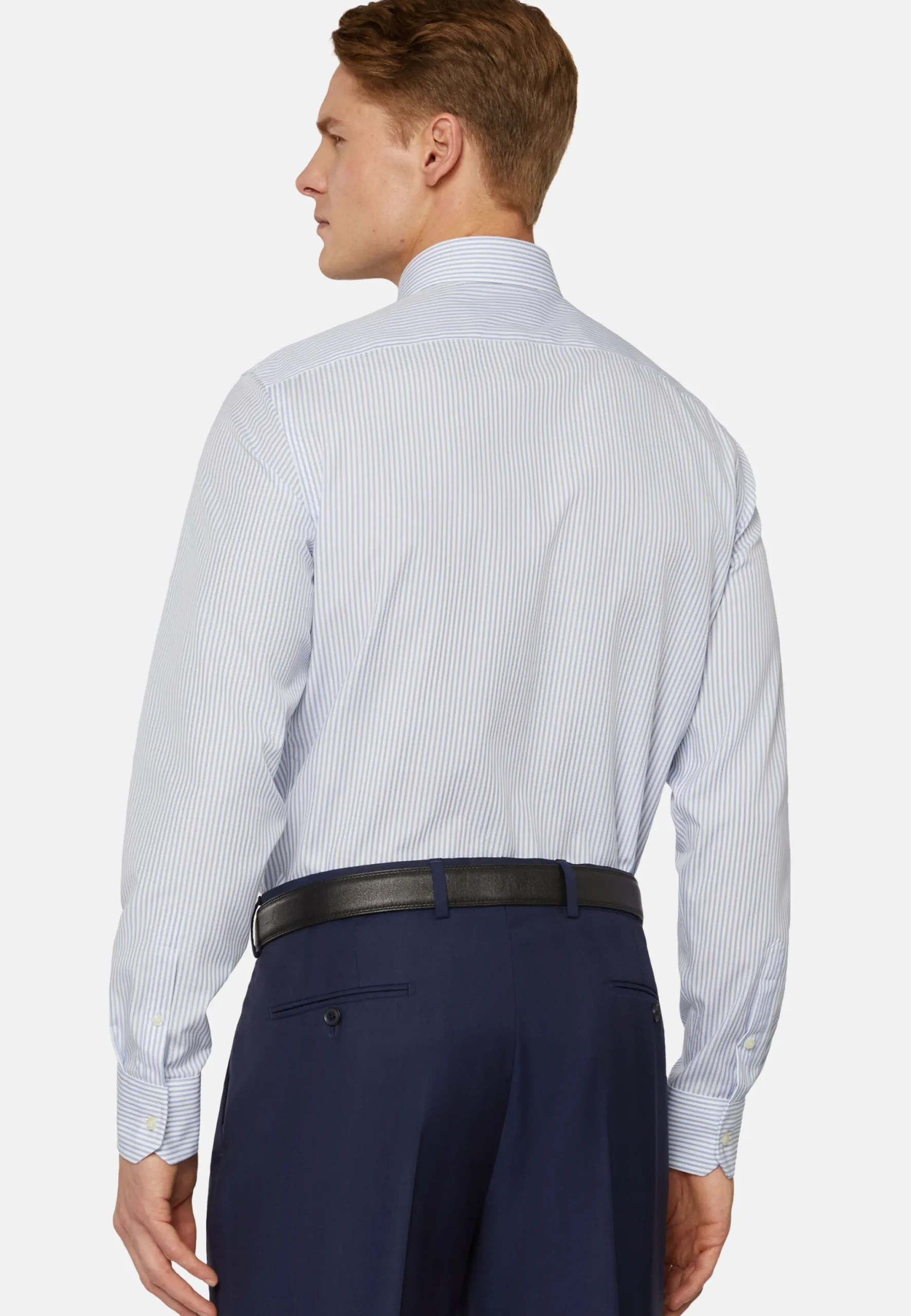 Chemise À Rayures Bleu Ciel En Coton Slim Fit