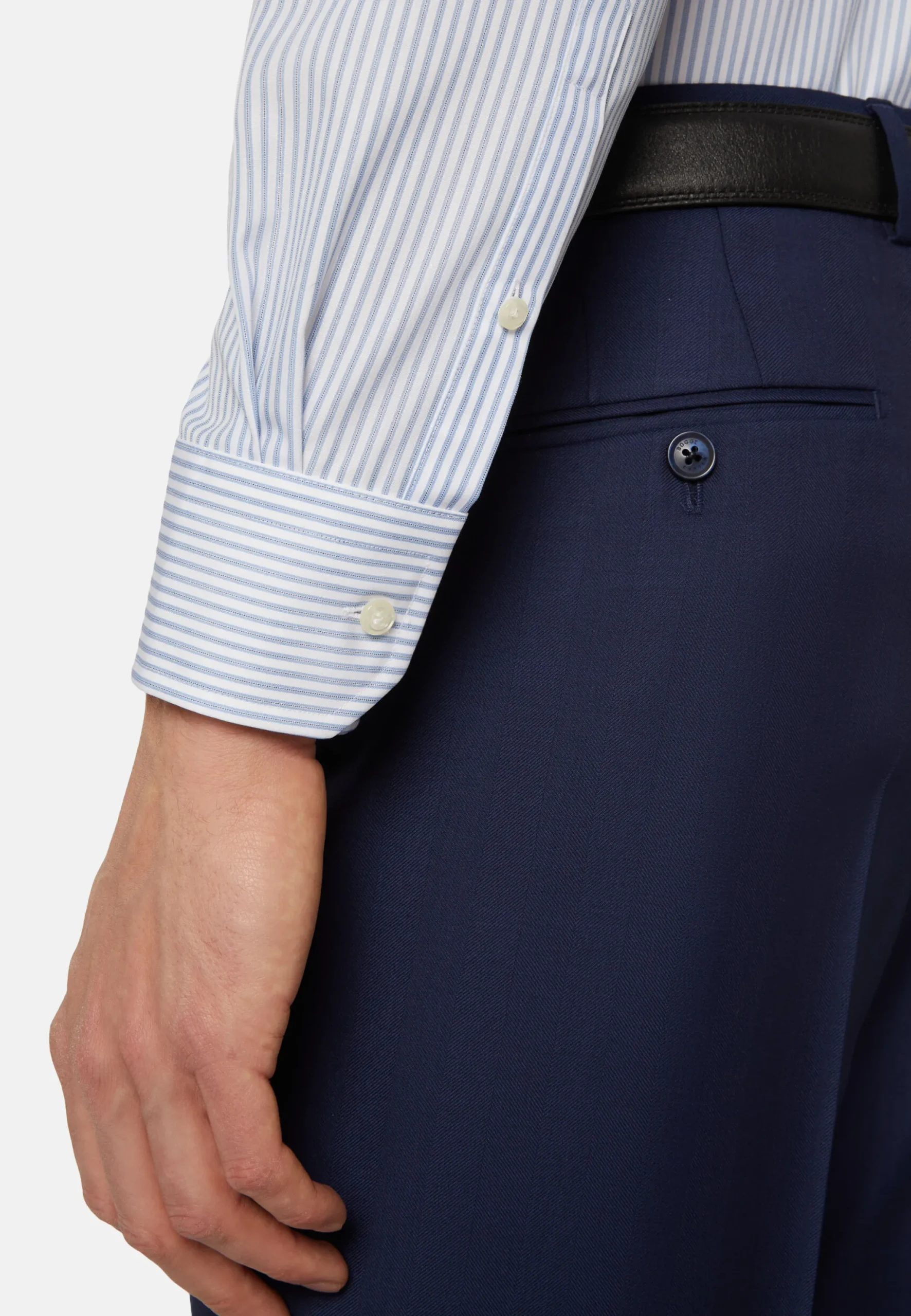 Chemise À Rayures Bleu Ciel En Coton Slim Fit