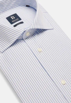 Chemise À Rayures Bleu Ciel En Coton Slim Fit