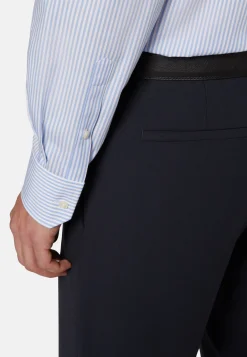 Chemise À Rayures Bleu Ciel En Coton Dobby Slim Fit