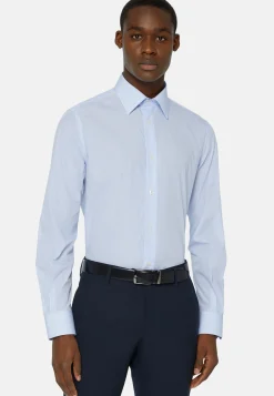Chemise À Rayures Bleu Clair En Coton Regular Fit