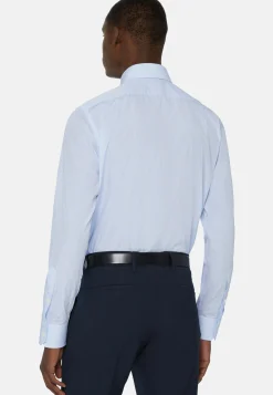 Chemise À Rayures Bleu Clair En Coton Regular Fit