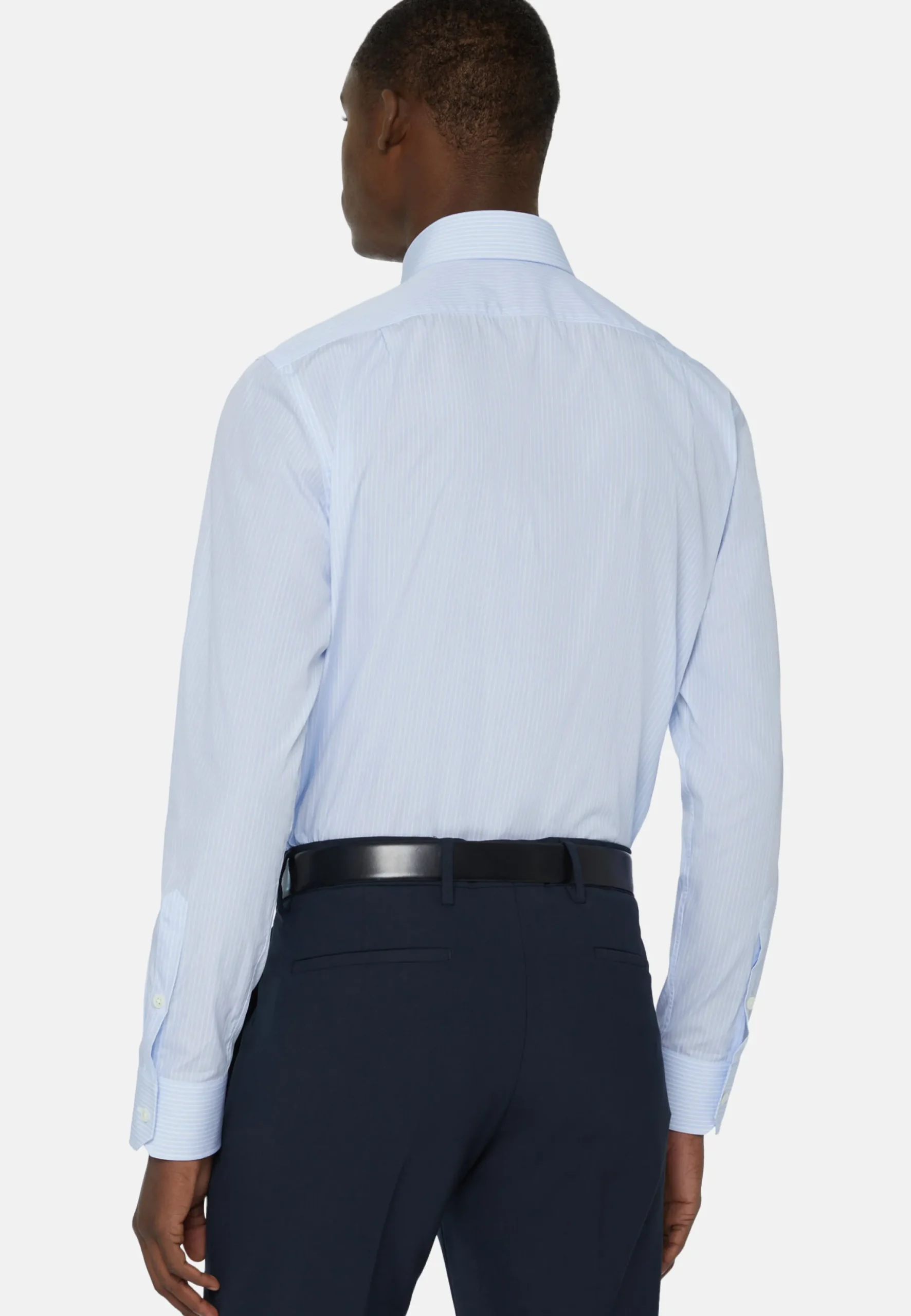 Chemise À Rayures Bleu Clair En Coton Regular Fit