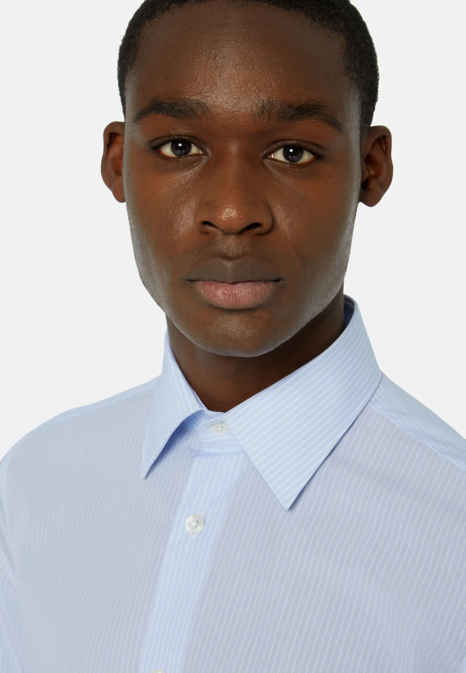 Chemise À Rayures Bleu Clair En Coton Regular Fit