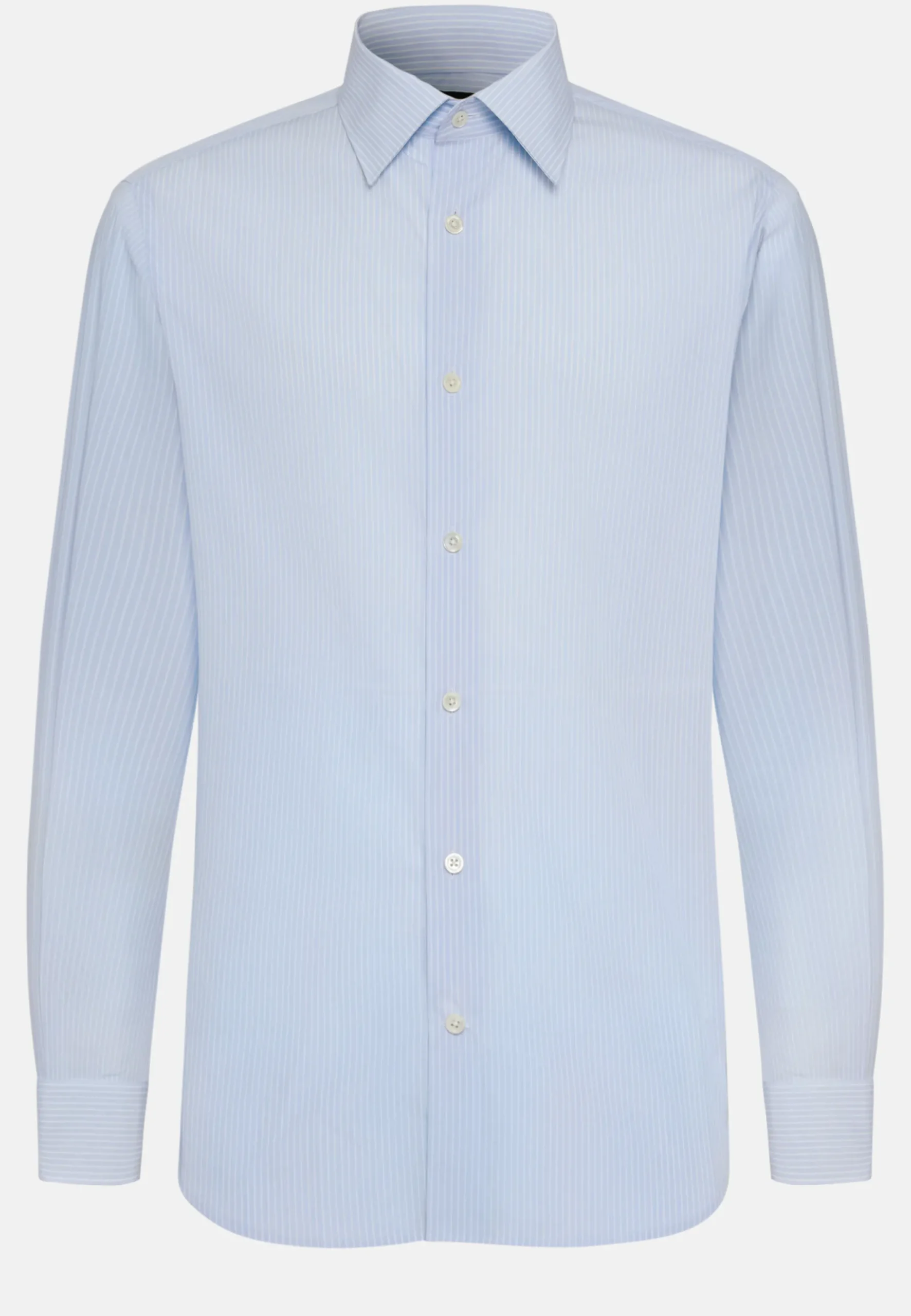 Chemise À Rayures Bleu Clair En Coton Regular Fit
