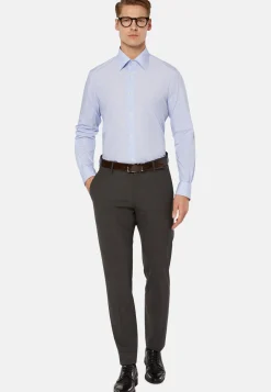 Chemise À Rayures Bleu Clair En Coton Regular Fit