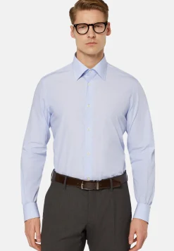 Chemise À Rayures Bleu Clair En Coton Regular Fit