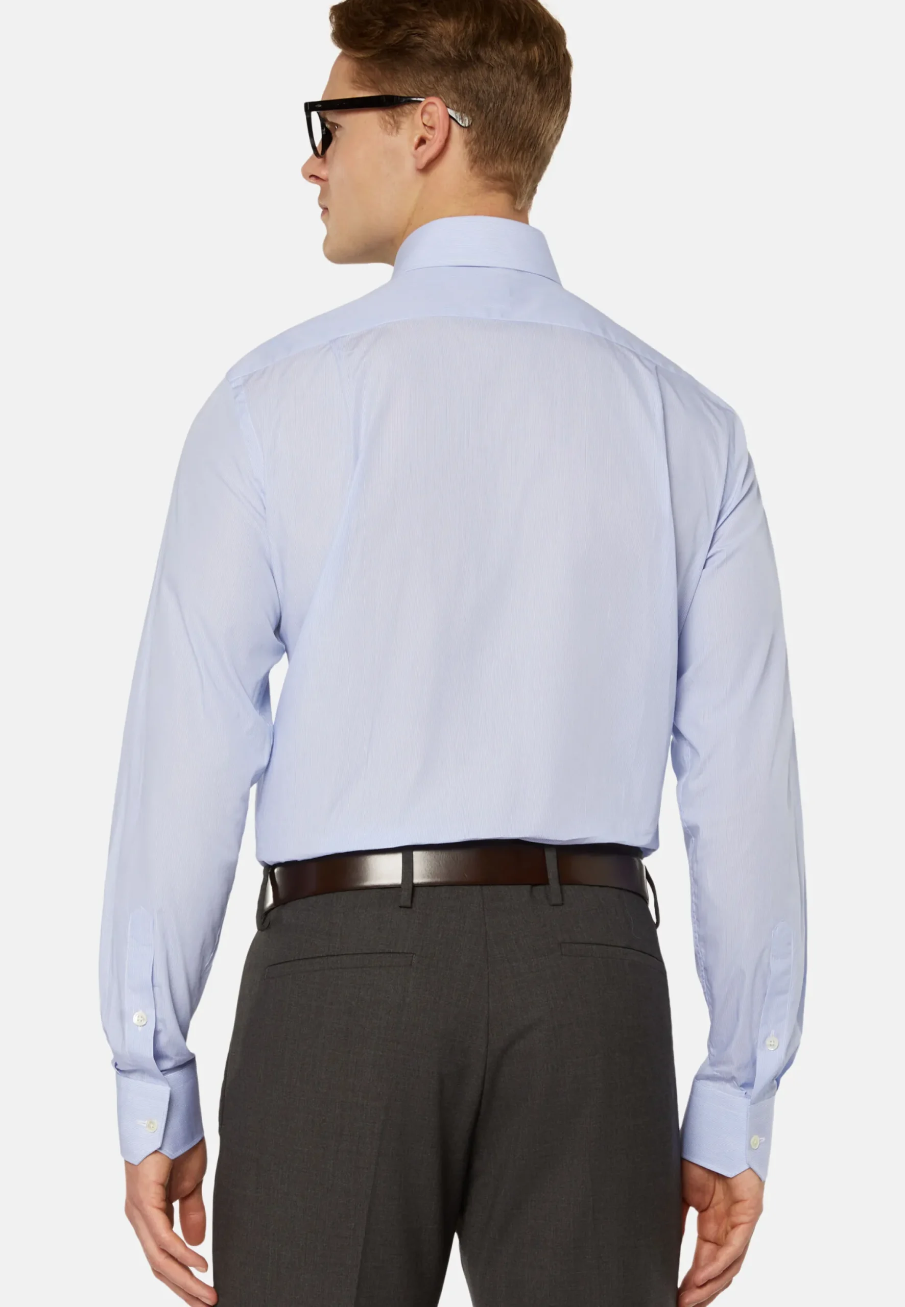 Chemise À Rayures Bleu Clair En Coton Regular Fit