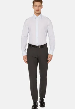 Chemise À Rayures Bleu Clair En Coton Regular Fit