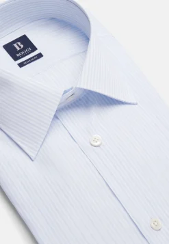 Chemise À Rayures Bleu Clair En Coton Regular Fit