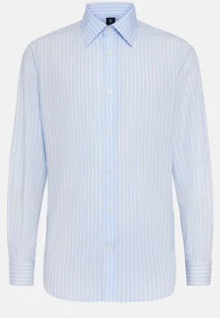 Chemise À Rayures Bleu Clair En Coton Regular Fit