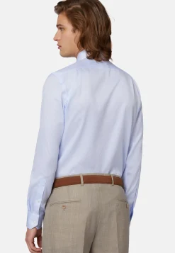 Chemise À Rayures Bleu Clair En Coton Dobby Regular Fit