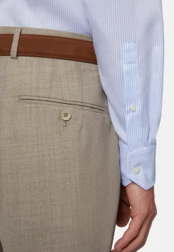 Chemise À Rayures Bleu Clair En Coton Dobby Regular Fit