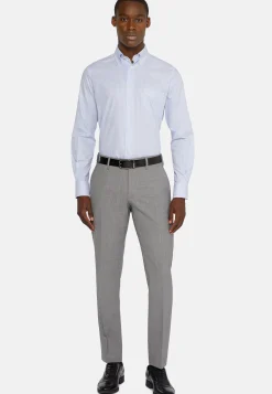 Chemise À Rayures Bleu Clair En Coton Dobby Regular Fit