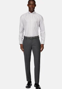 Chemise À Rayures En Sergé De Coton Slim Fit
