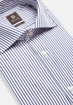 Chemise À Rayures En Sergé De Coton Slim Fit