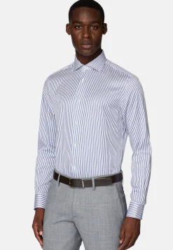 Chemise À Rayures En Sergé De Coton Slim Fit