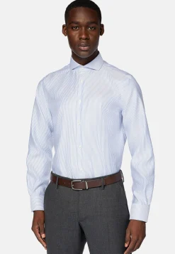 Chemise À Rayures En Sergé De Coton Regular Fit
