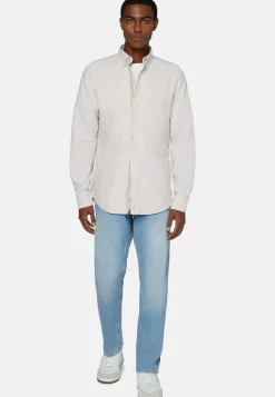 Chemise Beige En Coton Oxford Bio Coupe Droite