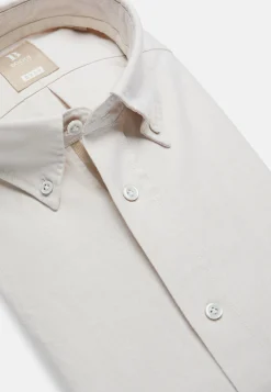 Chemise Beige En Coton Oxford Bio Coupe Droite