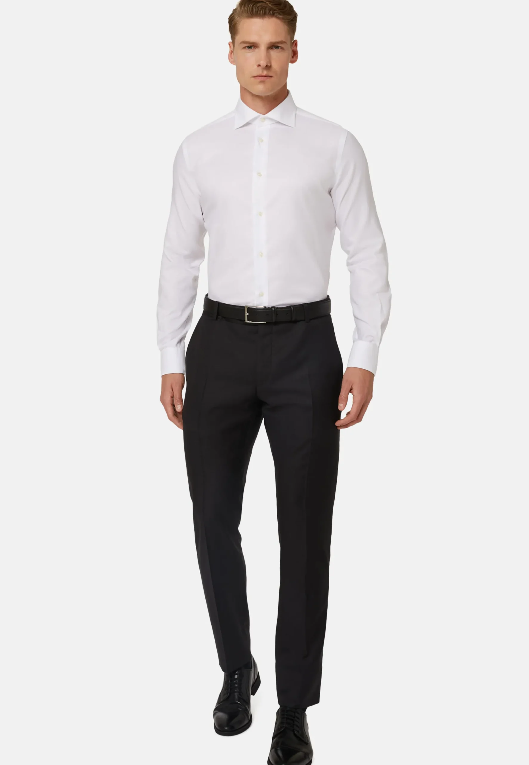 Chemise Blanche En Coton Dobby Regular Fit