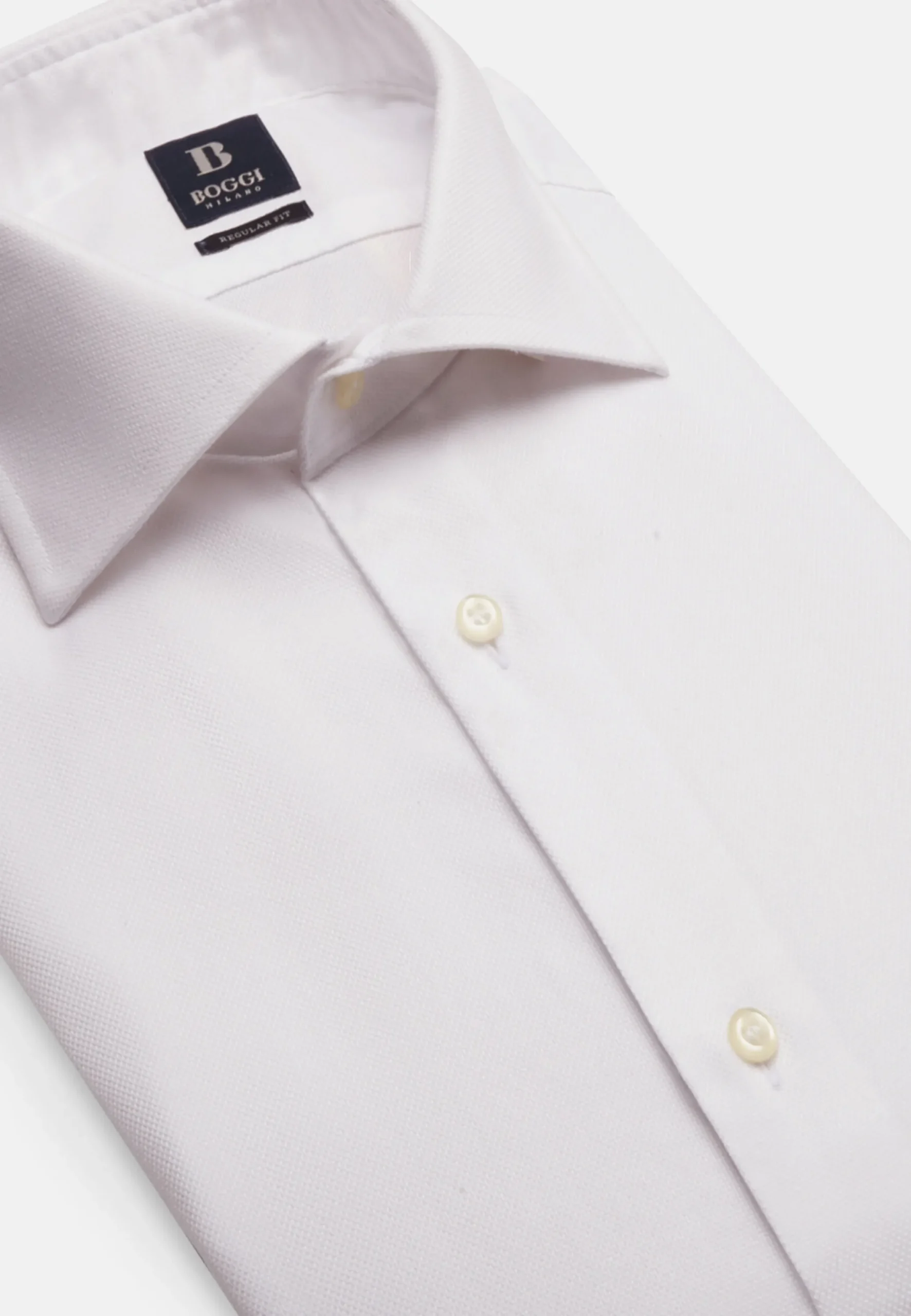 Chemise Blanche En Coton Dobby Regular Fit