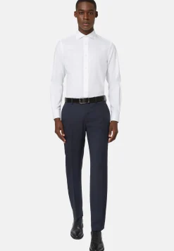 Chemise Blanche En Sergé De Coton Slim Fit