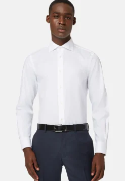 Chemise Blanche En Sergé De Coton Slim Fit