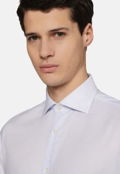 Chemise Bleu Clair En Coton Dobby Coupe Droite