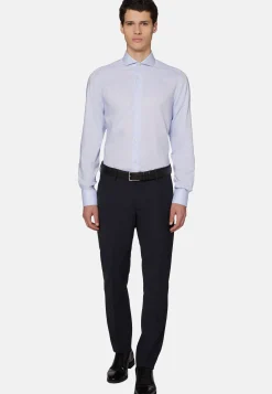 Chemise Bleu Clair En Coton Dobby Slim Fit