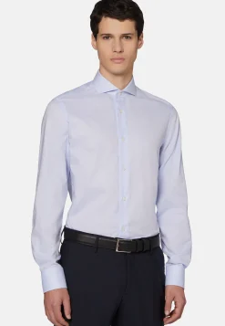 Chemise Bleu Clair En Coton Dobby Slim Fit