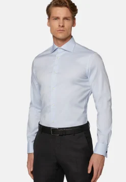 Chemise Bleue Pin Point En Coton Slim Fit