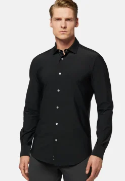 Chemise Noire En Nylon Stretch Slim Fit