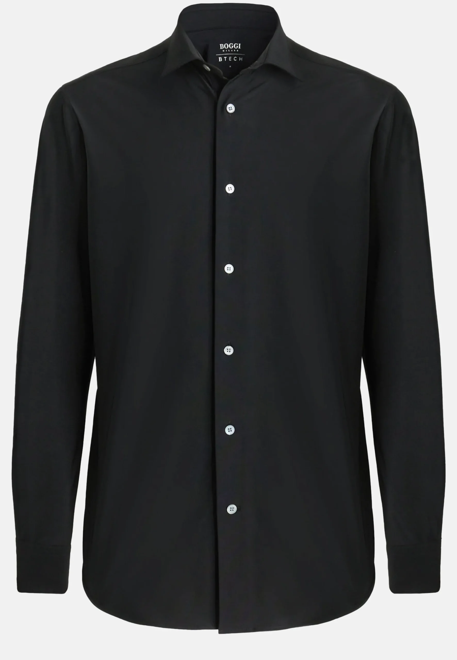 Chemise Noire En Nylon Stretch Slim Fit