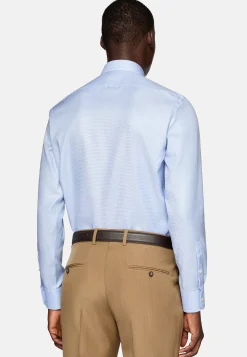 Chemise Pied-De-Poule En Coton Dobby Slim Fit