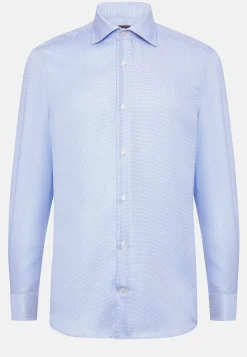 Chemise Pied-De-Poule En Coton Dobby Slim Fit