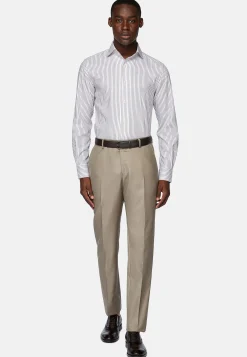 Chemise Rayée En Coton Dobby Regular Fit