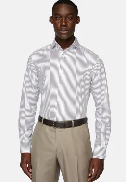 Chemise Rayée En Coton Dobby Regular Fit