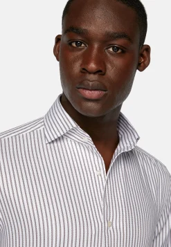 Chemise Rayée En Coton Dobby Regular Fit