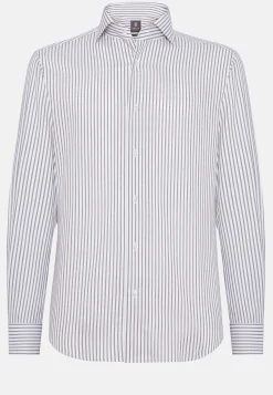 Chemise Rayée En Coton Dobby Regular Fit