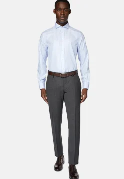 Chemise Rayée En Coton Dobby Regular Fit