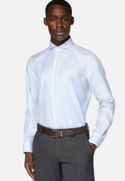 Chemise Rayée En Coton Dobby Regular Fit