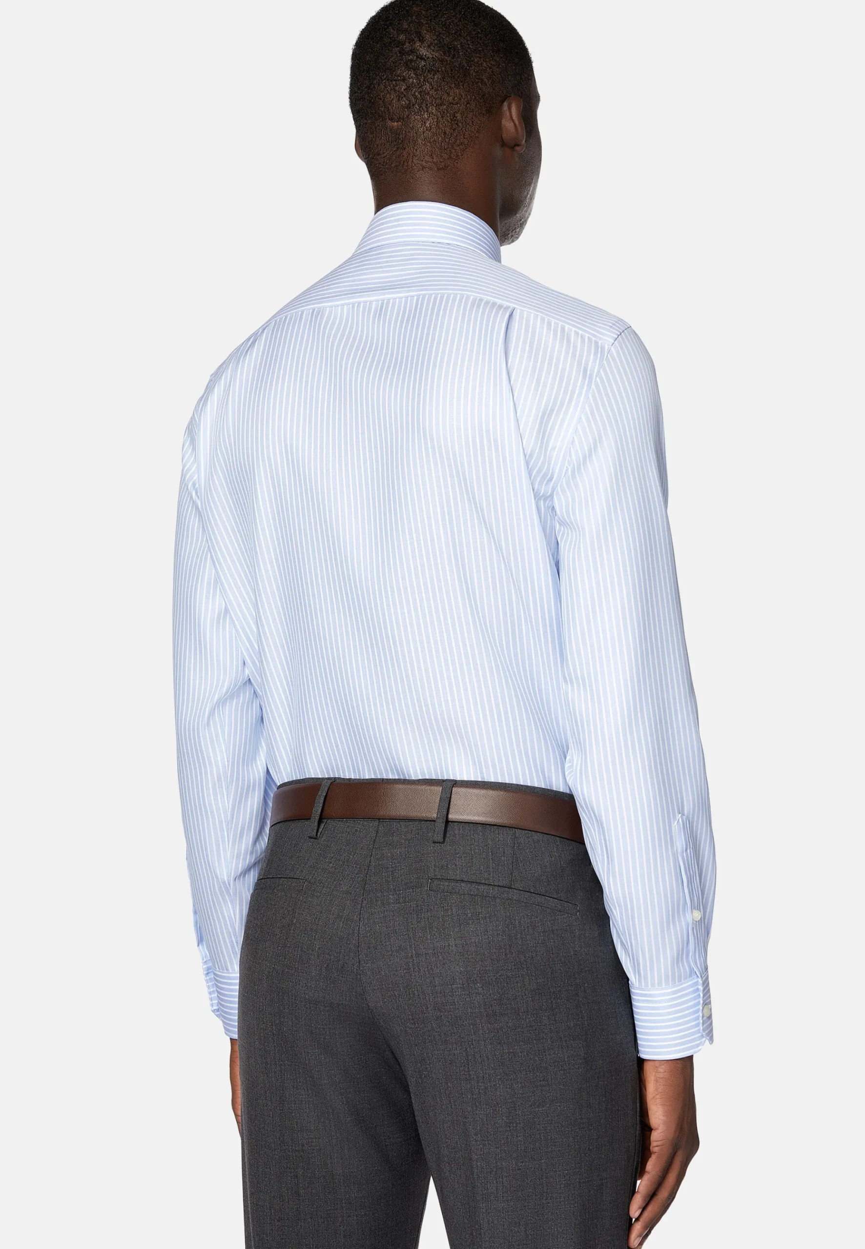 Chemise Rayée En Coton Dobby Regular Fit