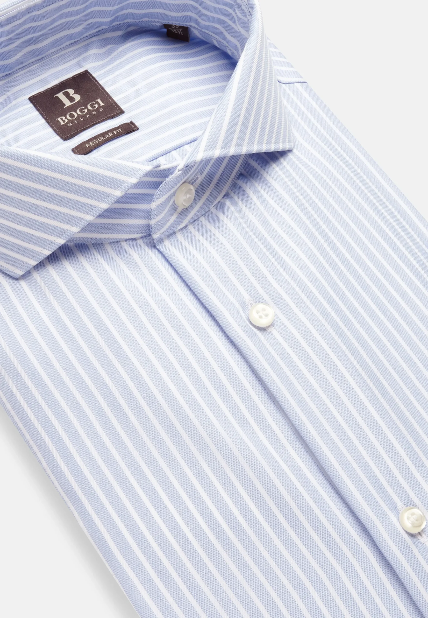 Chemise Rayée En Coton Dobby Regular Fit