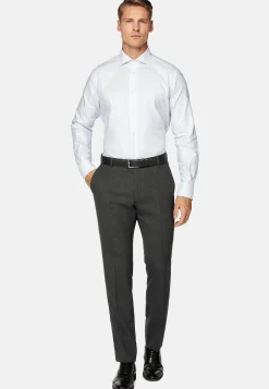 Chemise Rayée En Coton Dobby Regular Fit