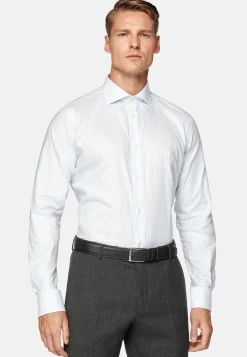 Chemise Rayée En Coton Dobby Regular Fit